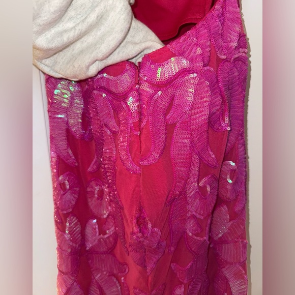 PINK Sequin Sexy Fitted Open Back Jovani Dress | Size 4 - Picture 5 of 6